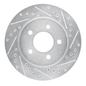 Chrysler Voyager Brake Rotor (1) - Front Right - R1 Concepts - Drilled & Slotted - Silver - `91-`02